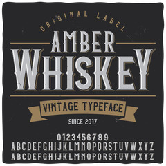 Original label typeface named "Amber Whiskey". Good handcrafted font for any label design.