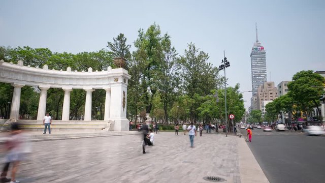 Mexico city Hemiciclo a Juarez monument time lapse