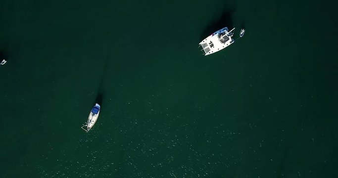 Aerial View Of Yachts And Boats On Blue Ocean