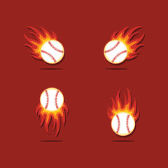 Baseball Fire Vector Template Design