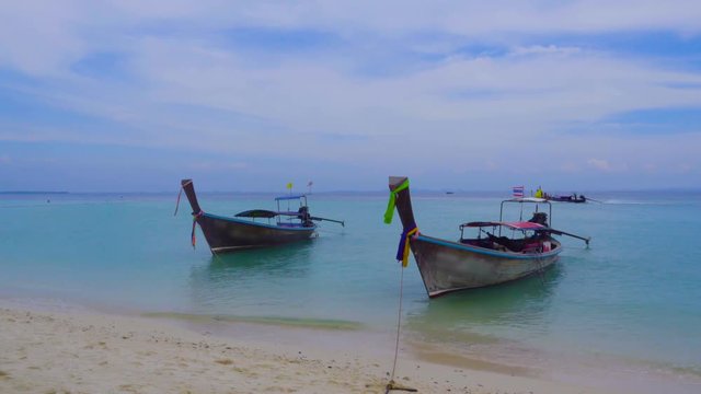 Long tail boats on the coast of the Andaman sea, Thailand