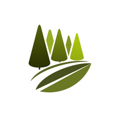 Green trees or eco nature forest vector icon