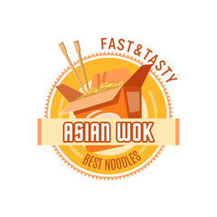 Fototapeta premium Asian noodles or Chinese wok cuisine vector icon