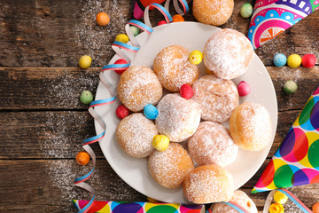 donut with carnival decoration