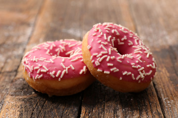 delicious donut on wood background