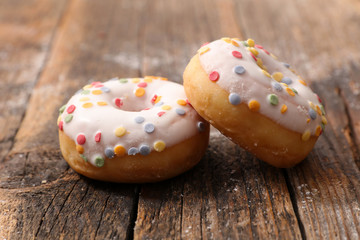 delicious donut on wood background