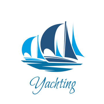 Yacht or sailboat vector icon for yachting club