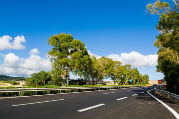 Fototapeta premium Transportation in Italy, highway on Sicily, view from the car