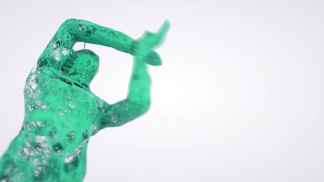 Abstract dancing human form. Trendy 4K CGI animation with copy space.