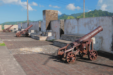 In fort of ancient fortress. Kingstown, Saint-Visent