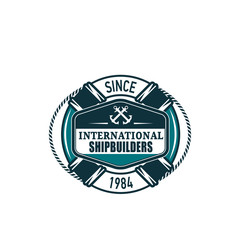 Nautical marine heraldic life buoy vector icon