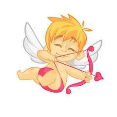 Cupid cartoon mascot. Vector icon or print for t-shirt. St. Valentine's Day