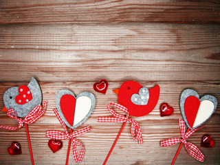 valentine's day love holiday concept hearts on old wooden background