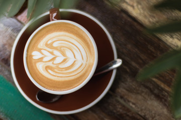 Hot Coffee latte with tulip foam style.
