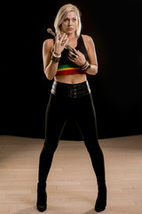 Fototapeta na wymiar Dance hall rockstar woman smoking