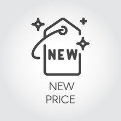 New price contour icon. Badge price-tag for online and offline stores, sites and mobile apps. Graphic outline labels for offers, new collections, black friday. Marketing sign. Vector illustration