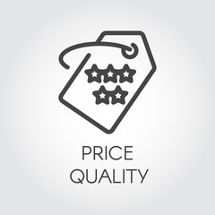 Price quality outline icon. Badge price-tag for stores, sites and mobile applications. Graphic linear pictograph for offers, discounts, sales, black friday and other design needs. Vector illustration