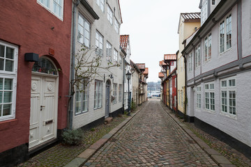 Fototapeta premium Streets of old town Flensburg, Germany