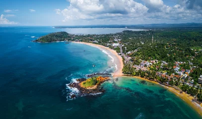 Foto op Aluminium Aerial panorama of the tropical beach in the town of Mirissa, Sri Lanka © Dudarev Mikhail
