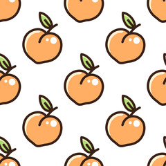 Cute pattern with peach on a white background. It can be used for packaging, wrapping paper, textile and etc.