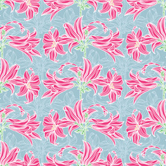 Vector seamless pattern with flowers.