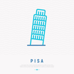 Tower of Pisa thin line icon. Modern vector illustration of achitecture of Italy.