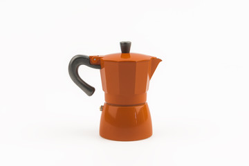 Orange coffee grinder on white background clipping path