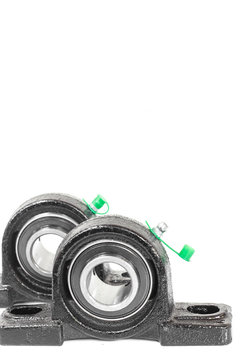 Roller bearings on white background. industry
