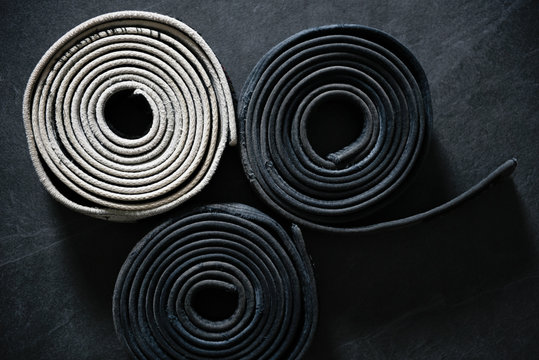 Black judo, ju-jitsu, or karate belt