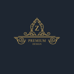 Monogram design elements, graceful template. Calligraphic elegant line art logo design. Capital Letter emblem sign Z for Royalty, business card, Boutique, Hotel, Heraldic, Jewelry. Vector illustration