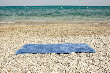 Fototapeta na wymiar towel background on beach and summer time 