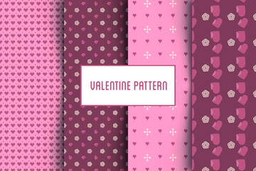 Vector valentine pattern set. Designs of hand drawn elements for St. Valentine's day, wedding, proposal.