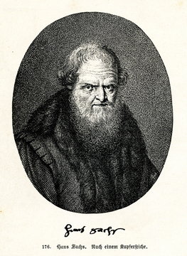 
Hans Sachs, german meistersinger, poet, playwright and shoemaker (from Spamers Illustrierte Weltgeschichte, 1894, 5[1], 412)