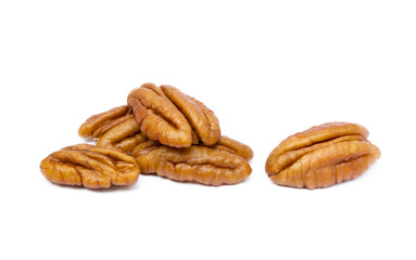 Fresh pecan nuts isolated on a white background