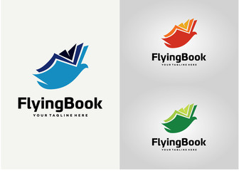 Flying Book Logo Template Design Vector, Emblem, Design Concept, Creative Symbol, Icon