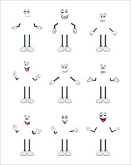 Obraz premium cartoon character arm, leg and face set isolated on white background