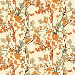 Berry Seamless Vector Botanical Pattern