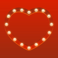 Heart frame with shining light bulbs