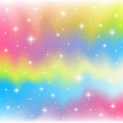 Shiny stars on color holographic background