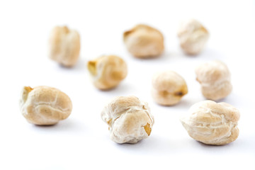 Chickpeas uncooked isolated on white background