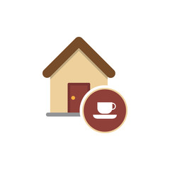 Coffee shop building icon, out vector sign, ar style pictogram isolated on white. Symbol, logo illustration. Editable stroke
