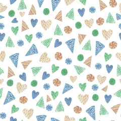 Watercolor geometric seamless pattern. For child design, card, print or background