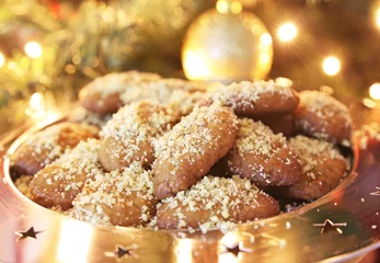 Foto op Plexiglas greek melomakarona traditional Christmas cookies with honey and nuts  © photo_stella
