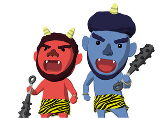 節分　赤鬼 青鬼　あおり,ベクター