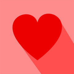 Heart icon with long shadow. Flat style.
Vector Illustration isolated for graphic and web design.