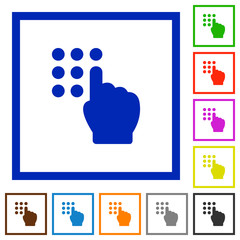 Typing security code flat framed icons