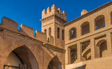 Naklejka premium The Aljaferia Palace, a fortified Islamic palace, Zaragoza (Saragossa), autonomous community of Aragon, Spain. 