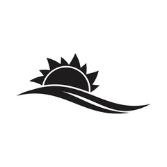 Sunset line icon. Sun logo template. Sea logo template.