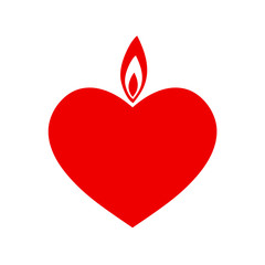 Heart icon. Heart with flames vector.