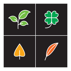 Leaf icon color line vector nature
